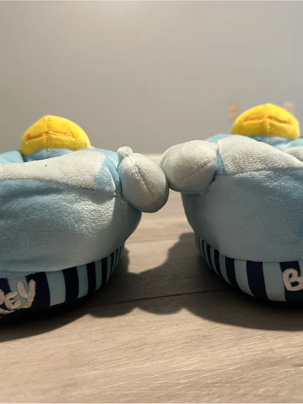 Plush Blue Puppy Kids Slippers with Yellow Snout